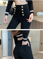 Fashion Women's Trousers 2023 Autumn New High-elastic Double-breasted Tight-fitting High-waisted Slimming Pants Women's Pants
