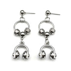 Hiphop Headset Musical Earrings Women Men Stainless Steel Silver Color Circle Dark Punk Male Y2K Drop Ear Rings Jewelry Gifts