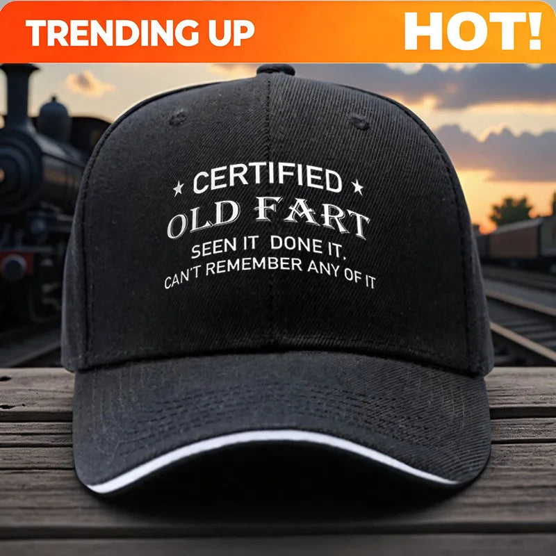 1pc Adjustable Baseball Cap Dad Hat with " Old Fart" Print - Lightweight, Comfortable Polyester cap for Men and Women, Perfect f