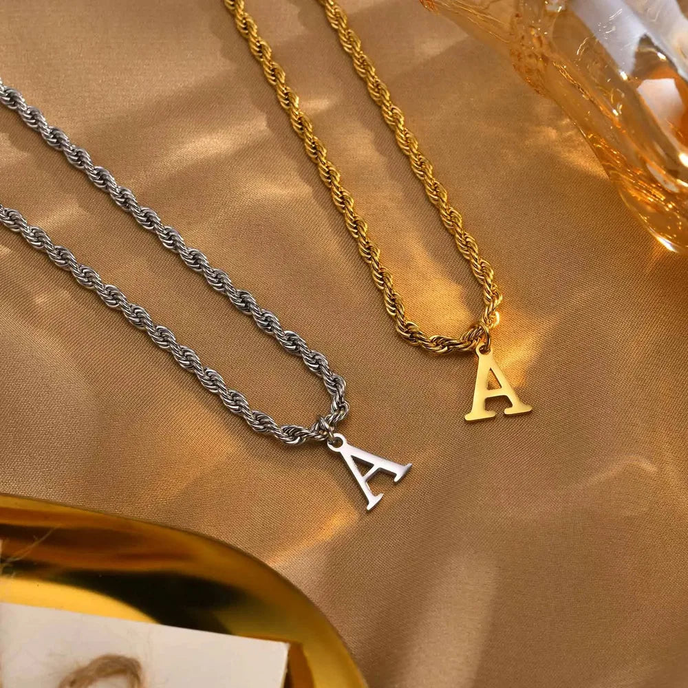 PENDRA Letter Twisted Pendant Necklace