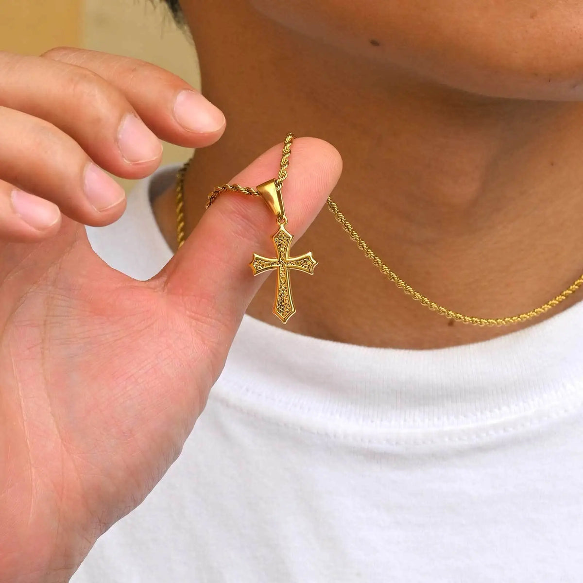Hip-hop Cross Neckalce for Men Women,50/55/60cm Stainless Steel Cross Charm,Trendy Jewelry Gift for Him Her