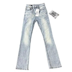 Man Jeans Designer Menswear Clothing Luxury Washed Light Blue Cat Whisker Slim Elastic Jeans Men's Thin Straight Scimitar Pants