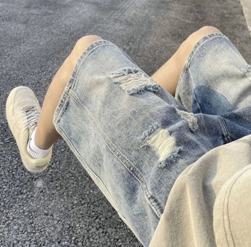 PENDRA Denim Ripped Pants
