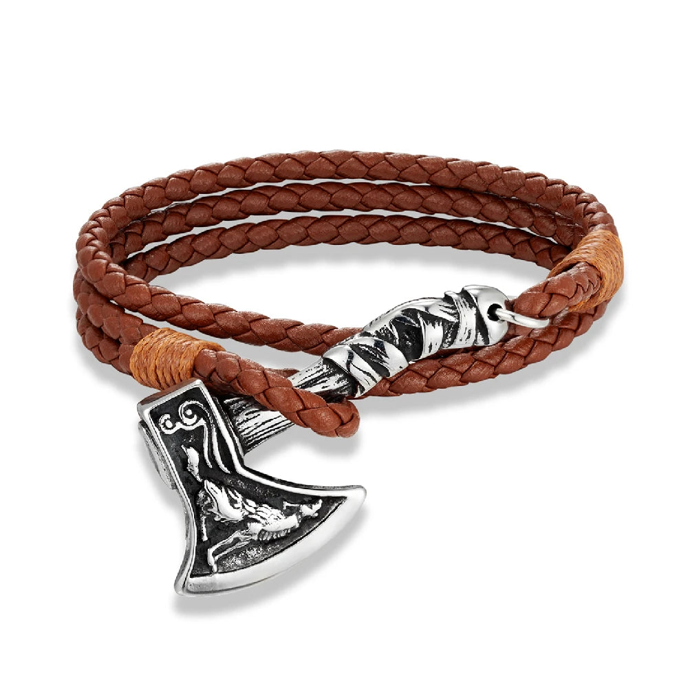 PENDRA Wolf Rune Leather Bracelet