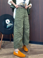PENDRA Military Green Workwear Wide Leg Pants