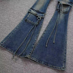 PENDRA Multi Pocket Flare Cargo Jeans