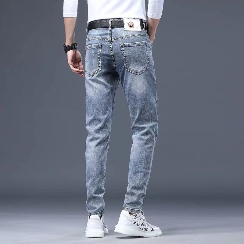 Hot Sale Men's Luxury Jeans Streetwear Denim Pants Punk Distressed Hole Tiger Embroidery Patches Stretch Skinny Ripped Trouser
