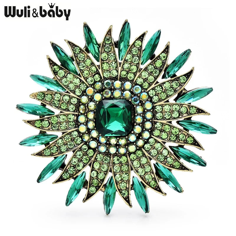 PENDRA Solara Sparkling Rhinestone Sun Brooch