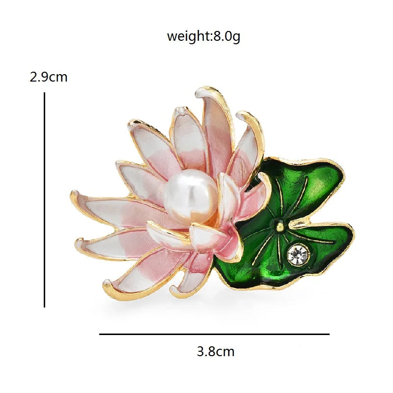PENDRA Lotuselle Pink Pearl Lotus Flower Brooch