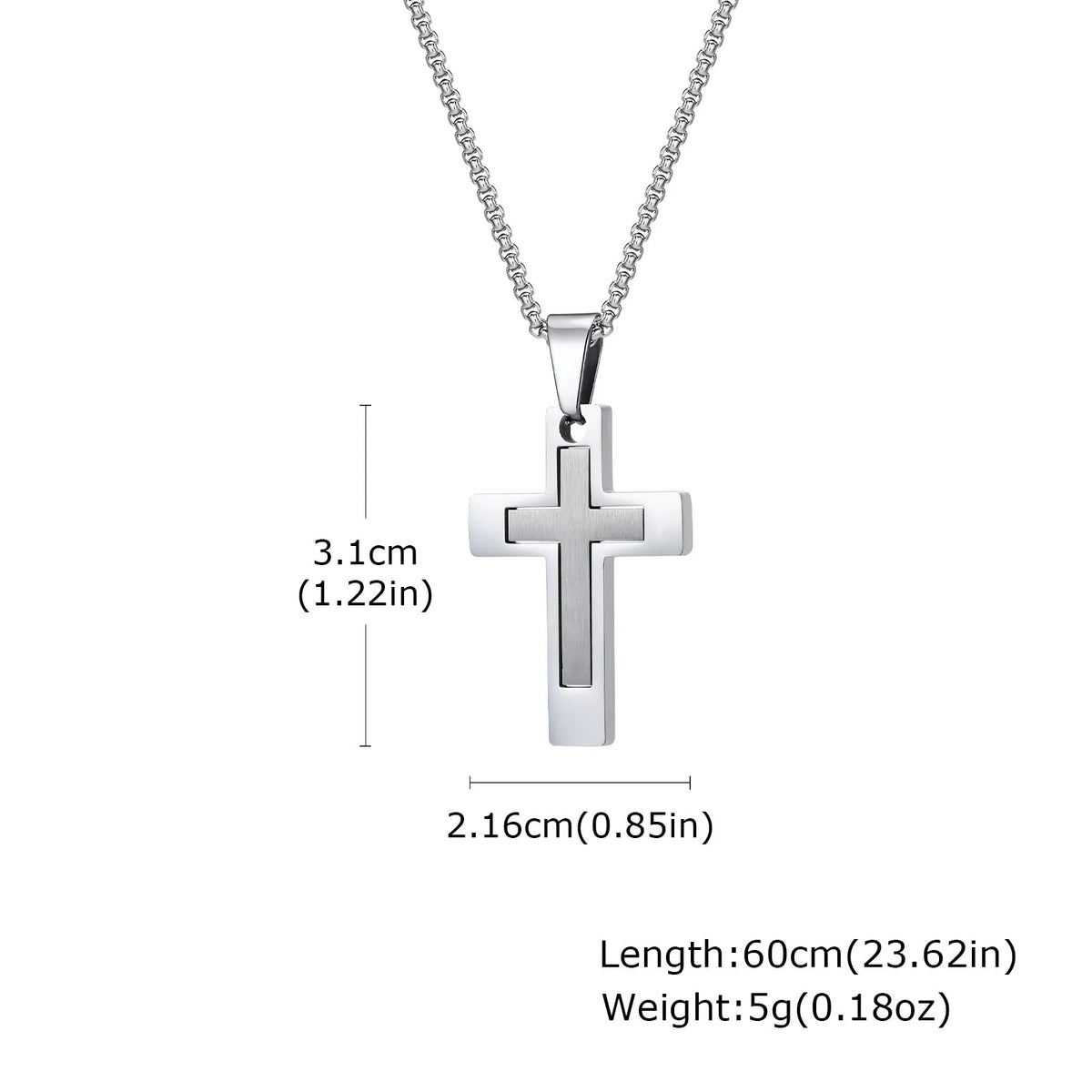 Stylish Men's Cross Necklace,Stainless Steel Silver Color Cross Pendant Necklace,Christian Religious Faith Easter Jewelry Gift