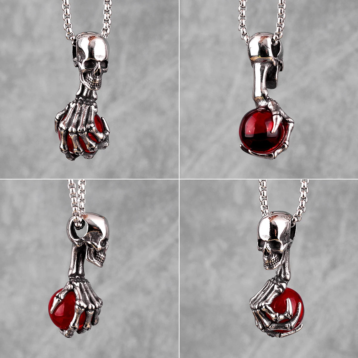 PENDRA Skull Claw Beads Steel Necklace