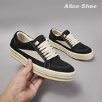 PENDRA Holiday Black Canvas Low-Top Lace-Up Thick-Sole Platform Sneakers