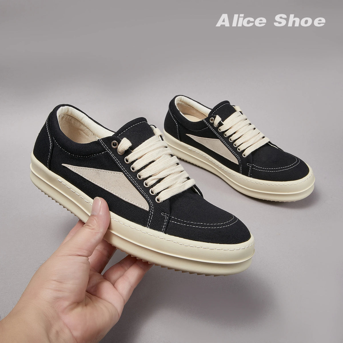 Outdoor Designer Men Shoe Canvas Women Sneaker Low Top Holiday Black Lace-up Shoe Luxury Thick-sole Trainer Casual Platform Shoe