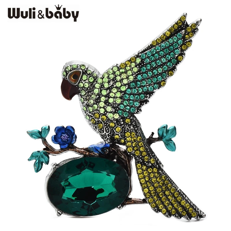 PENDRA Shimmering Crystal Bird Brooch