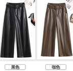 PENDRA Belted High Waist Straight PU Leather Pants