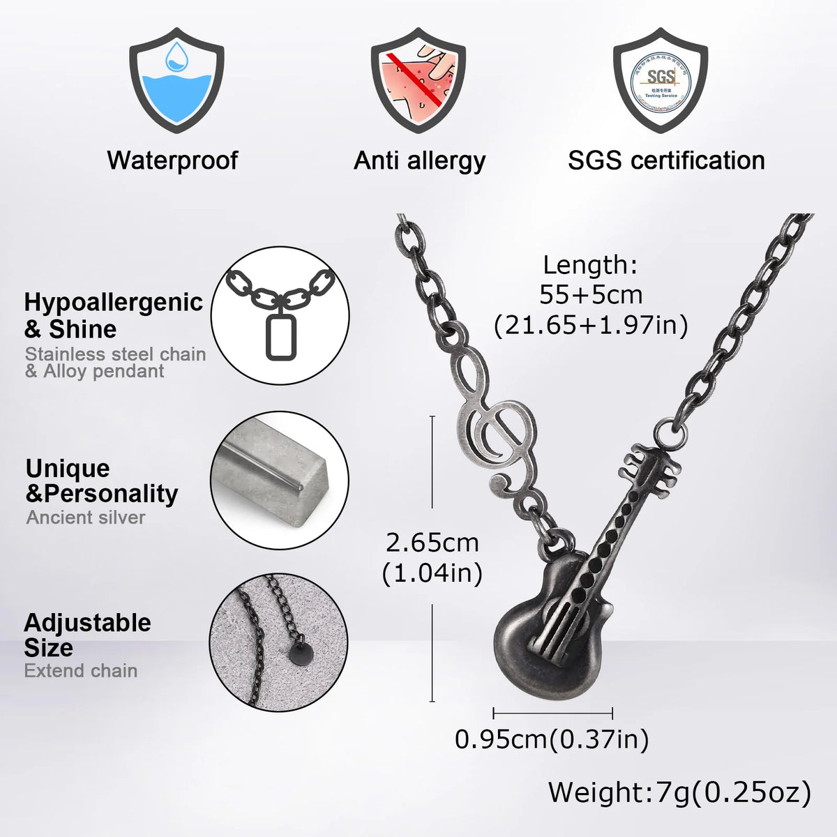PENDRA Guitar Music Pendant Necklace