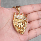 Luxury Lion King Animal Mens Long Necklaces Pendants Chain HipHop for Boy Male Stainless Steel Jewelry Creativity Gift Wholesale