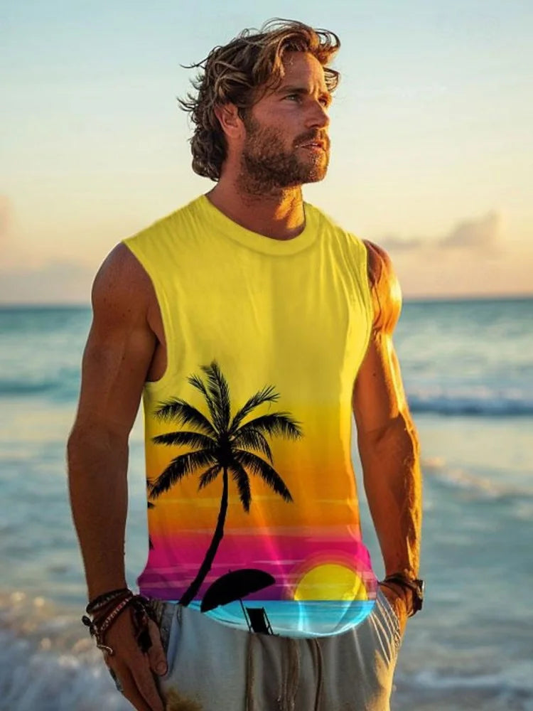 PENDRA Sleeveless Hawaiian Seaside T-Shirt
