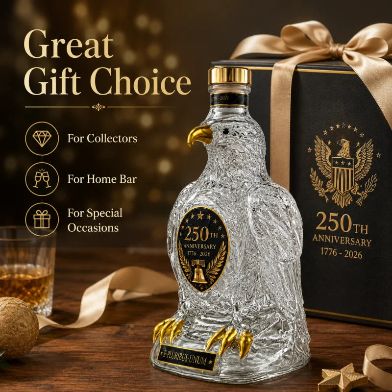 250th Independence Day Eagle Shape Glass Decanter Patriotic Whiskey Liquor Bottle American Anniversary Collectible