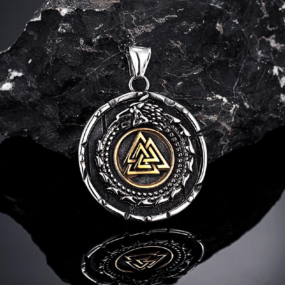 PENDRA Dragon Rune Steel Necklace