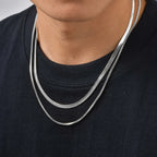 2pcs Chain Necklace for Men Boys,4MM Stainless Steel Flat Snake Chain Collars,2mm Silver Gold Color Box Chain Gift
