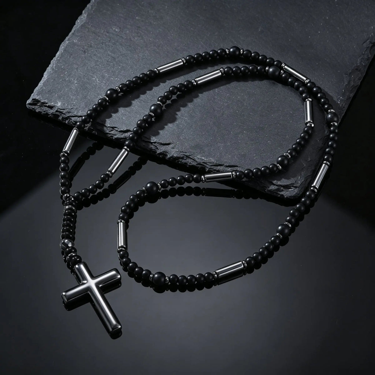 PENDRA Cross Beaded Rosary Rosary Necklace