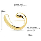 PENDRA Stainless Steel Curved Brooch