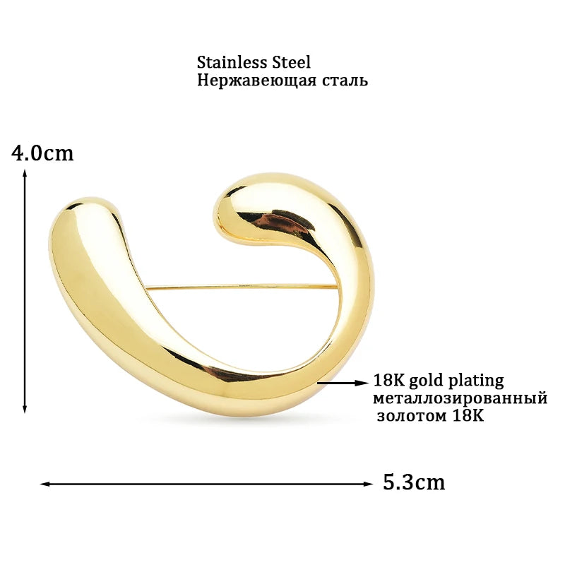 PENDRA Stainless Steel Curved Brooch