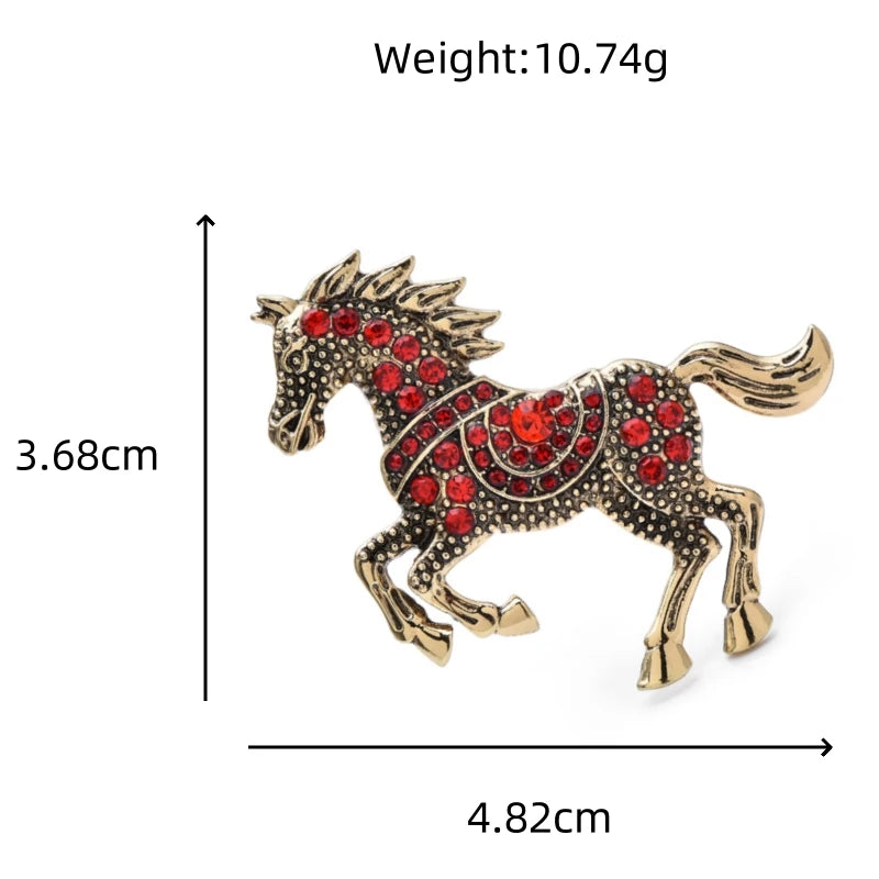 Wuli&baby Enamel Horse Crossing Obstacles Crystal Animal Brooches 4 Colors Jewelry Pins Bag Accessory Gift