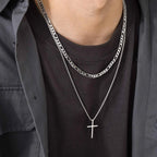Trendy Cross Necklace for Men Boys,Simple Stainless Steel Cross Pendant Necklaces,Male Jewelry Sets