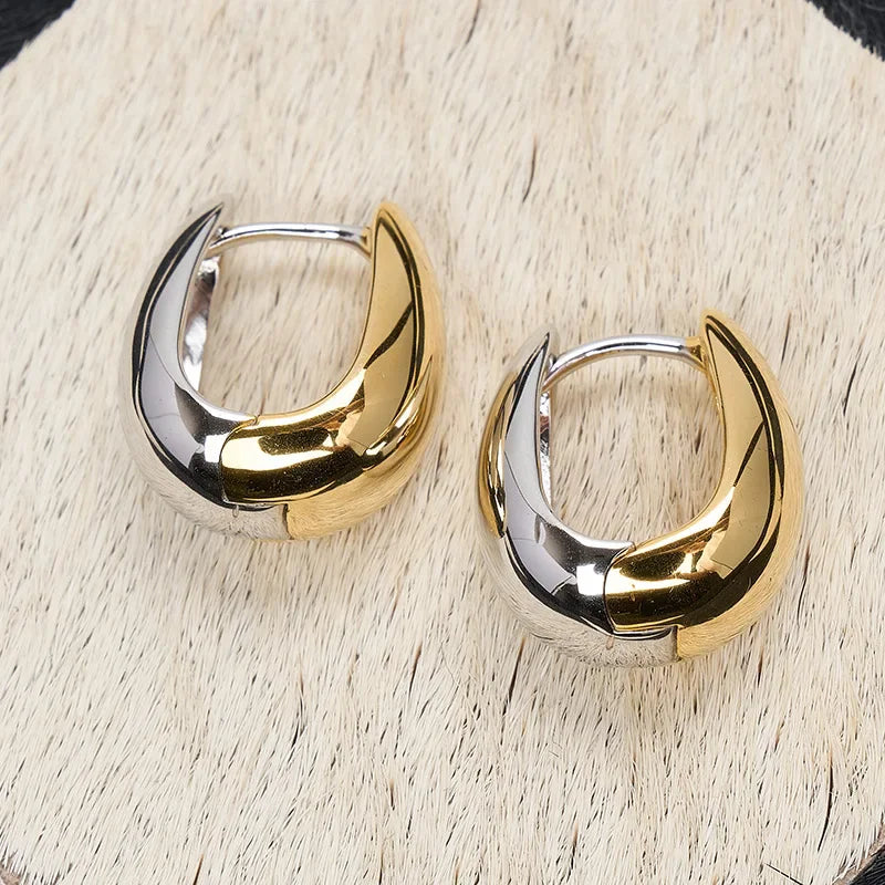 VENTFILLE 925 Sterling Silver Hoop Earring for Women Black Agate Hip Hop Versatile Big Bohemia Punk Jewelry Gift Dropshipping