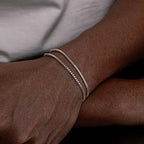 2pcs/set Simple Thin Chain Bracelets for Men,Square Box Chain Bracelet,Stainless Steel Jewelry Gift