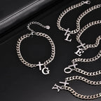 Men's Initials Cross Bracelets,Never Fade A-Z 26 Letters Stainless Steel Chain Links Cross Wristband,Stylish Simple Jewelry Gift