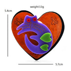 PENDRA Charming Movable Cat Heart Brooch