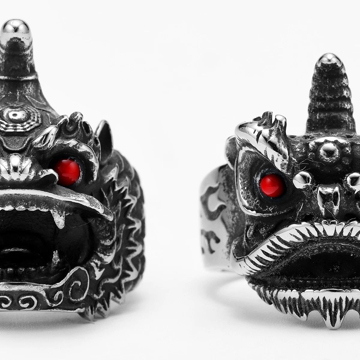 Chinese Lion Dance Unique Men Rings Stainless Steel Retro Punk Stylish Women Jewelry Fashion Accessories Gift Wholesale