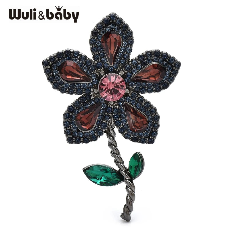PENDRA Floraspark Rhinestone Flower Brooch