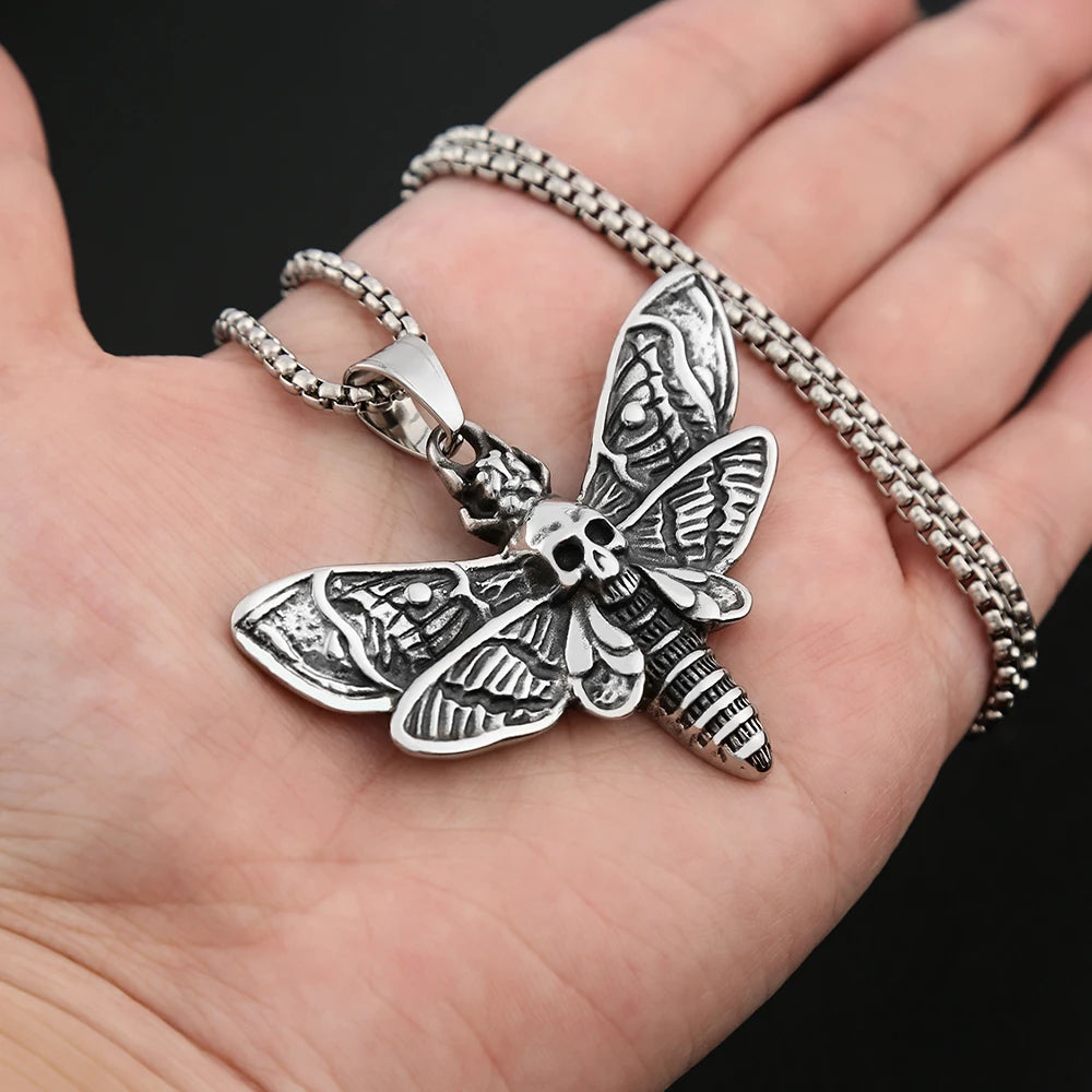 PENDRA Mothskull Stainless Steel Skull Moth Pendant