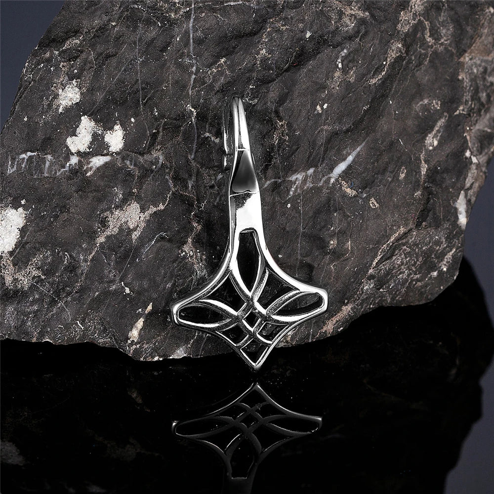 PENDRA Celtic Knot Rune Steel Necklace