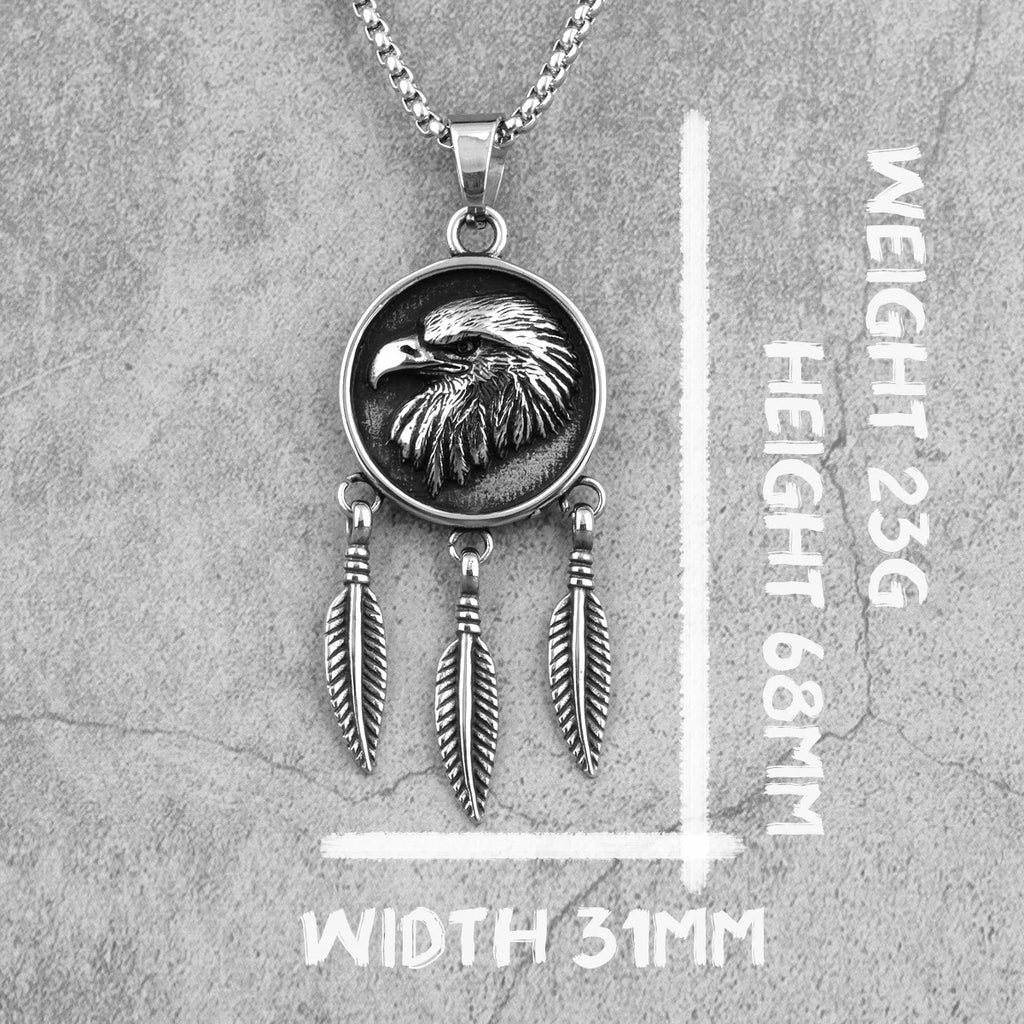 PENDRA Indian Eagle Feather Steel Necklace