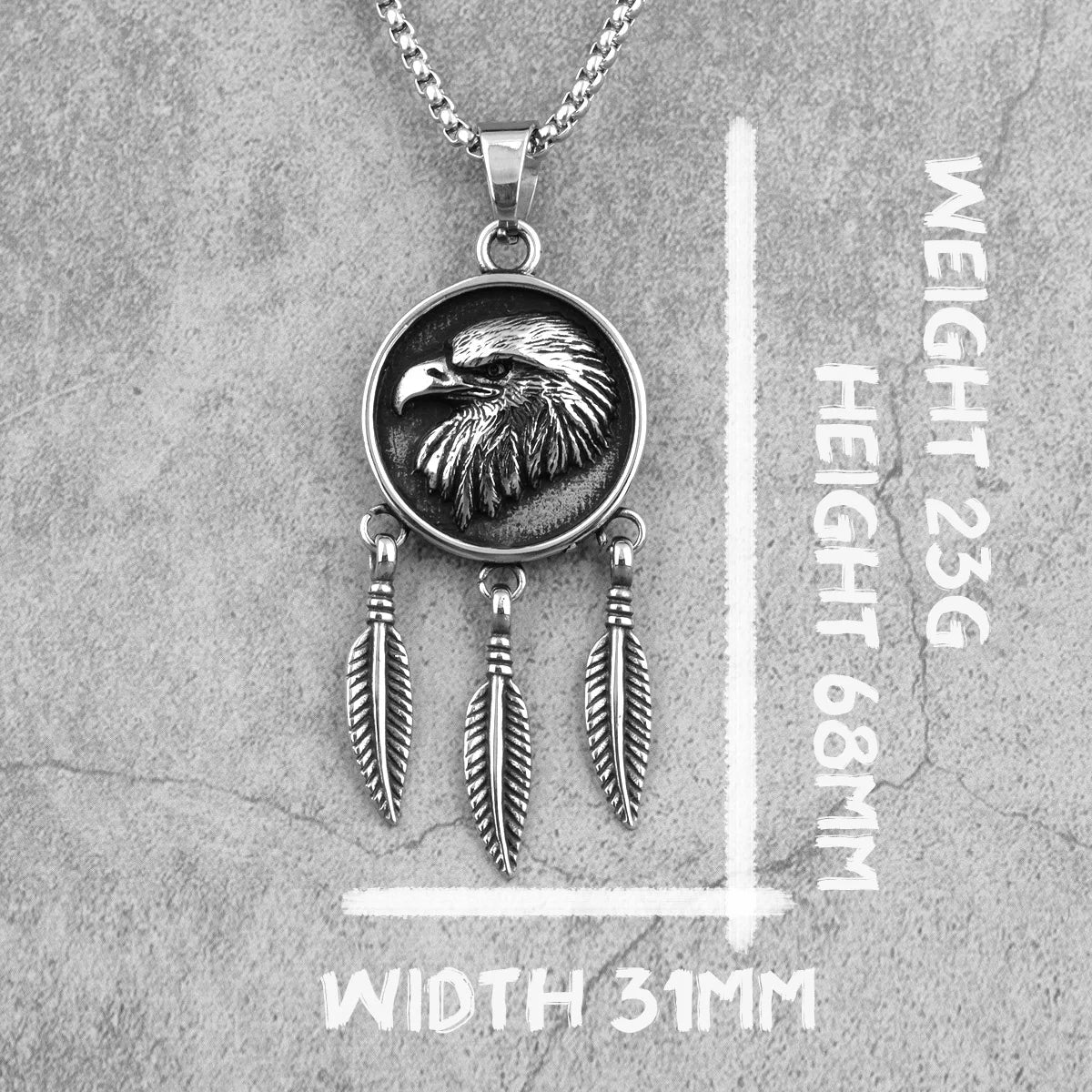 PENDRA Indian Eagle Feather Steel Necklace