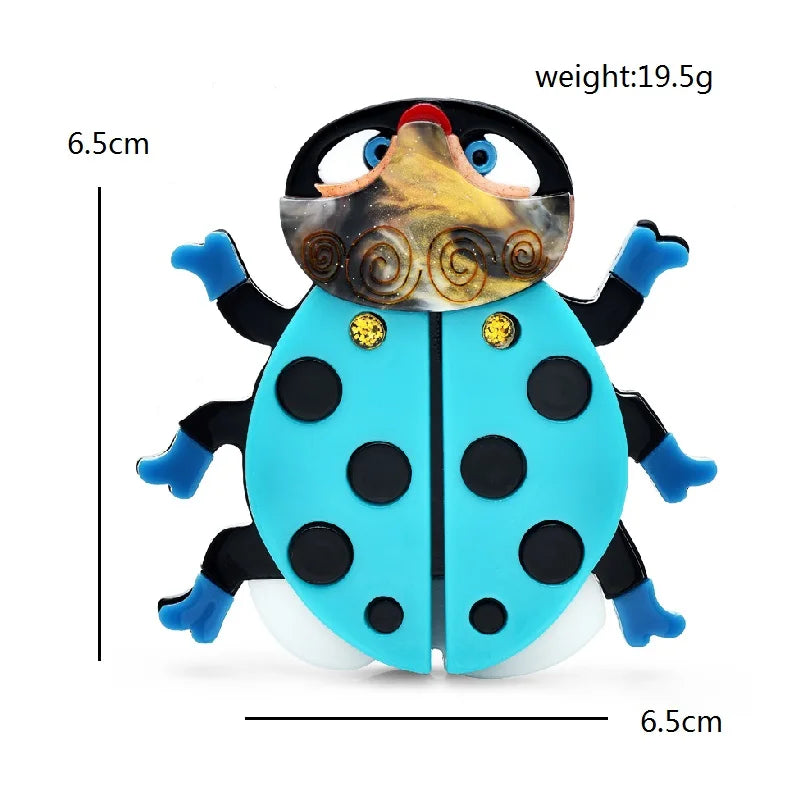 PENDRA Lovely Acrylic Beetle Brooch
