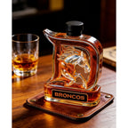 Novelty 3D Horse Design Glass Decanter, Crown Stopper Whiskey Bottle, Man Cave Bar Decor for Sports Enthusiasts