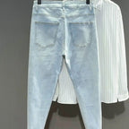 Luxury Men's Clothing Korean Style Slim Fit Jeans Casual Spring and Autumn Thin Light Color Washed Punk Pencil Pants for Men