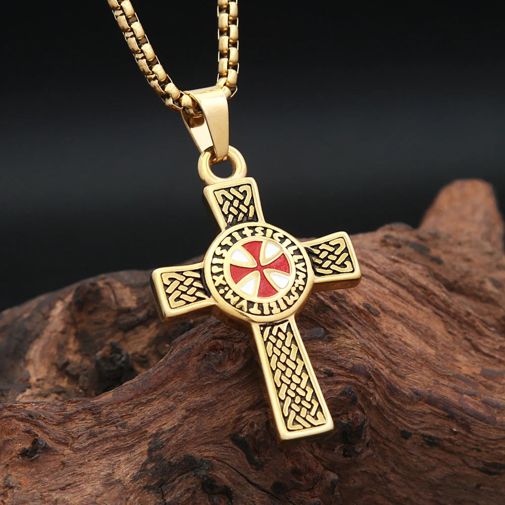 PENDRA Redcross Punk Shield Pendant Necklace