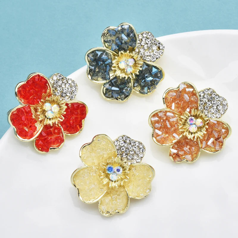 PENDRA Crystelle Handmade 4-Color Crystal Flower Brooch