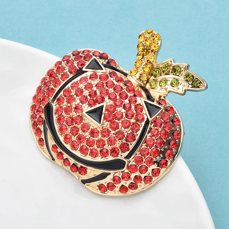 PENDRA Pumpkelle Vintage Rhinestone Pumpkin Brooch
