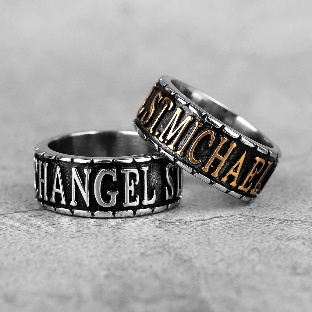 PENDRA St Michael Letter Steel Ring