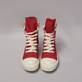 PENDRA Red Punk Red Canvas High-Top Zip Thick-Sole Platform Ankle Boots