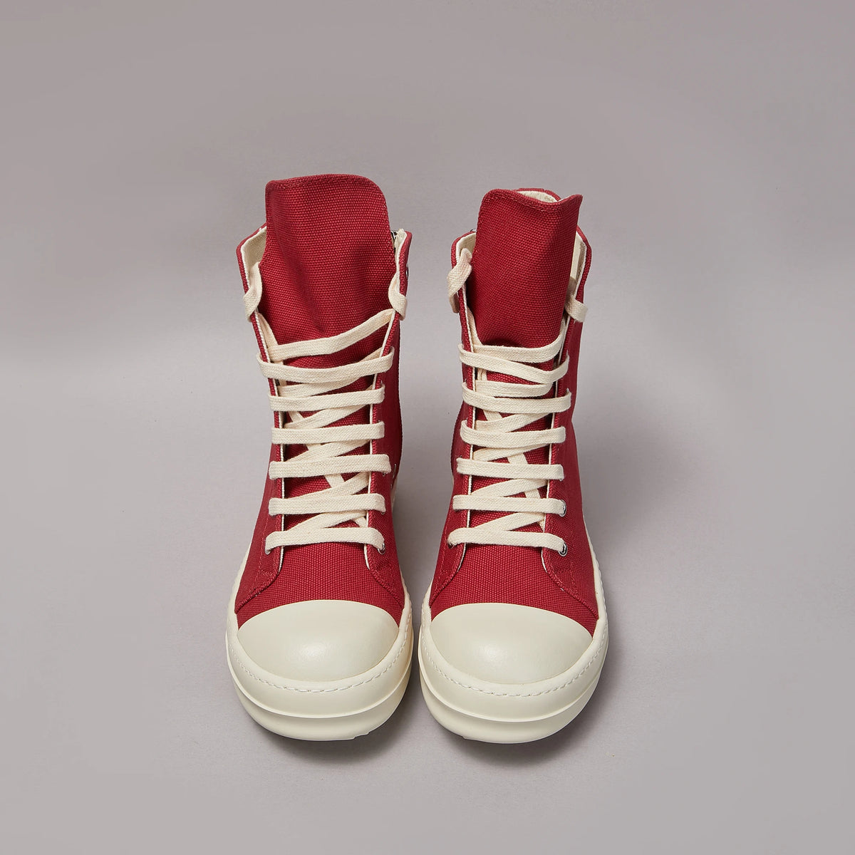 PENDRA Red Punk Red Canvas High-Top Zip Thick-Sole Platform Ankle Boots