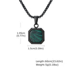 PENDRA Square Stone Green Pendant Necklace
